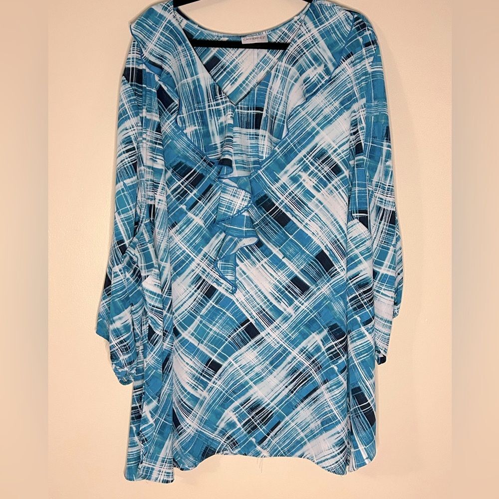 Catherine’s Chiffon Plaid Plus Size blouse size 5x